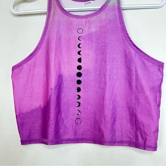 TEEKI Moon Mermaid Crop Tank Top Yoga Stretch Celestial Purple Pink Ombré M - Picture 6 of 13